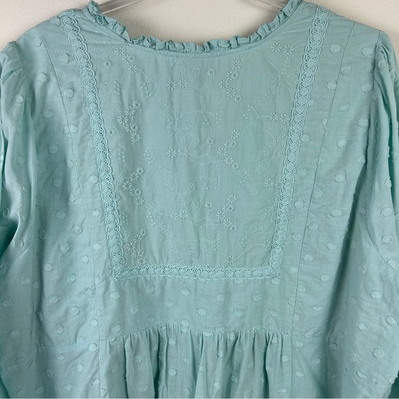 Torrid Clip Dot Mixed Eyelet Yoke Detail Top in Canal Blue  size: 3X - Picture 11 of 11